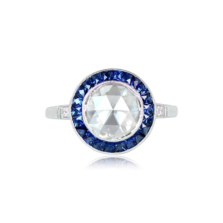 1.56ct Rose-Cut Diamond and Sapphire Ring. Ambler Ring