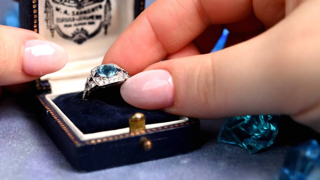 Zircon and Diamond Ring in Ring Box
