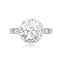 Top View Diamond and Platinum Engagement Ring Champany Ring 14834