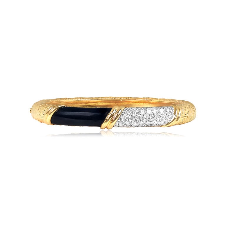 VCA Vintage Onyx and Diamond Bangle