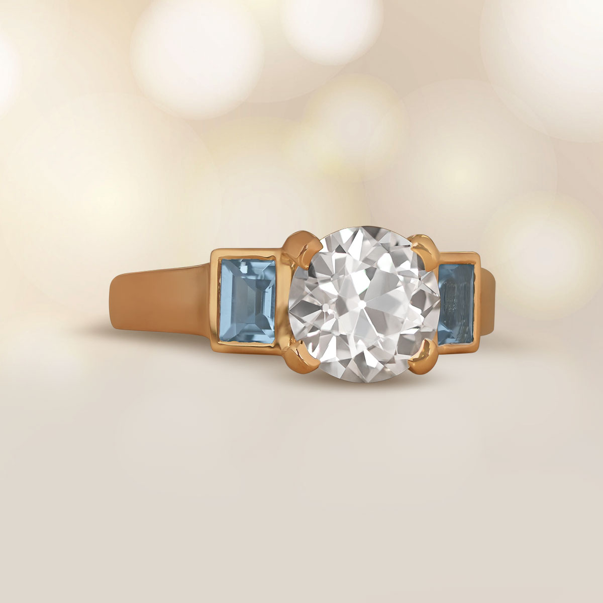 Diamond and Aquamarine Accent Reno Ring EDJ
