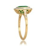 center emerald weighing 2.00 carat with baguette diamond halo Burnaby Ring 15898