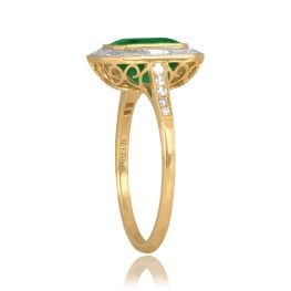 center emerald weighing 2.00 carat with baguette diamond halo Burnaby Ring 15898