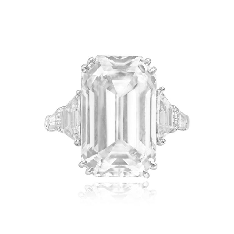 Vintage 10.01ct Emerald-Cut Diamond Engagement Branson Ring, Circa 1960