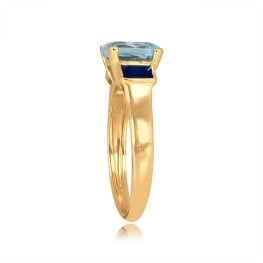 2.03ct Aquamarine and Sapphire Accent on yellow gold Lawton Ring