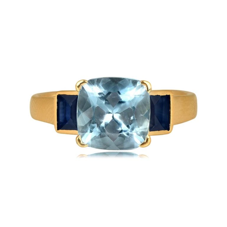 2.03ct Aquamarine and Sapphire Accent Lawton Ring