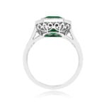 Side View Emerald and Diamond on Platinum Ring Analya Ring 14609