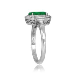 1.72ct Oval Emerald and Diamond Halo Platinum Essex Ring 14612