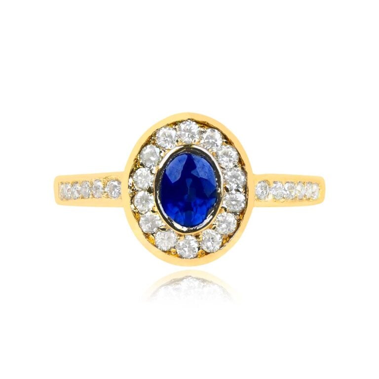 Vintage French Sapphire Gold Ring. Antalya Ring. Circa 1980