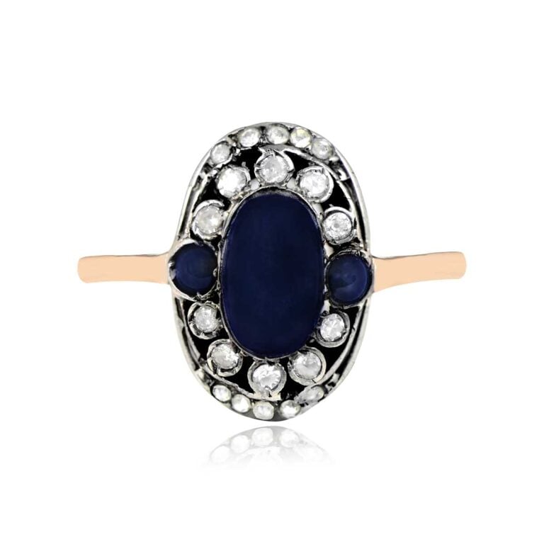 Antique Victorian 1.15ct Sapphire Cabochon Ring. Ballina Ring. Circa 1880