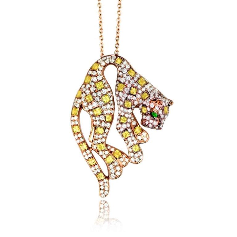 Rose Gold Diamond Panther Necklace