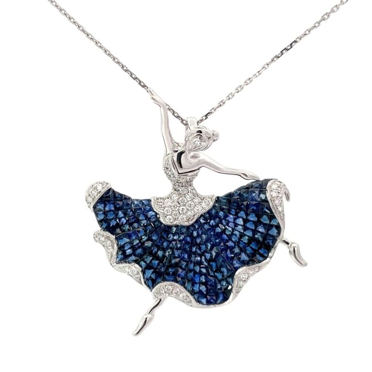 Diamond and Sapphire Ballerina Pendant Necklace