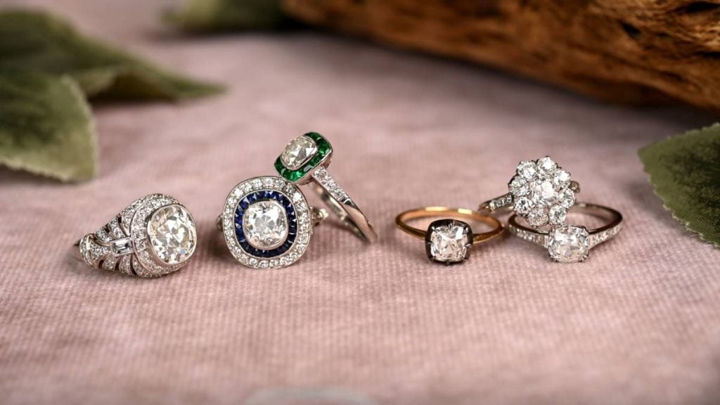 Group of Old Mine Cut Diamond Rings EDJ