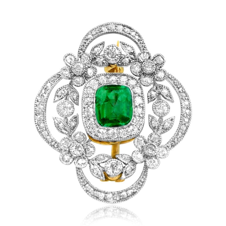 Antique Tiffany Emerald Garland Brooch