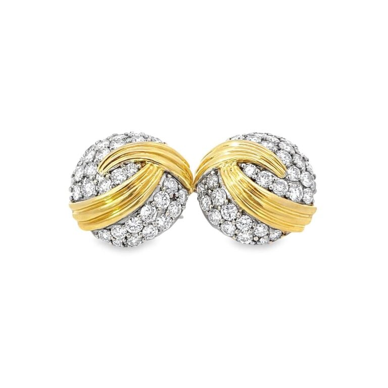 Vintage Clip-On Diamond Rustburg Earrings, Circa 1970