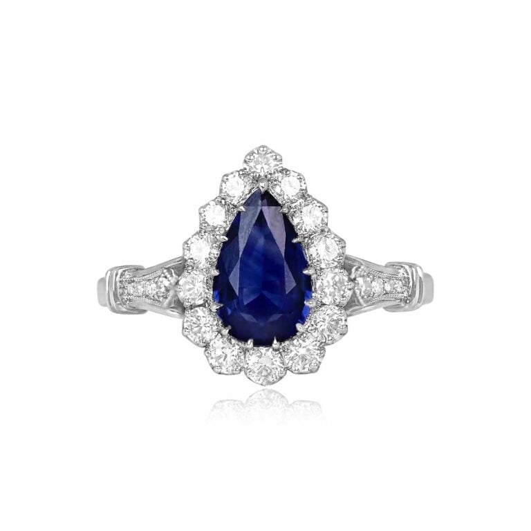 1.06ct Pear-Shaped Sapphire and Diamond Halo Cordoba Ring