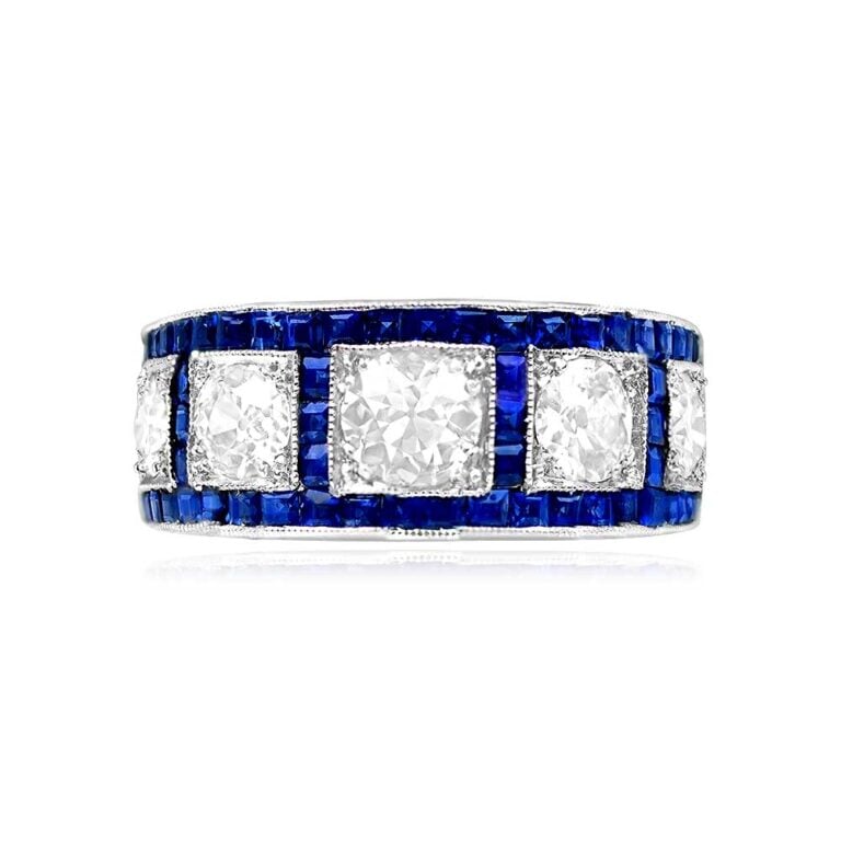 Antique Diamond Sapphire Maywood Ring. Art Deco Era, Circa 1920
