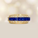 Vintage 18 karat Yellow Gold and Calibre Sapphire Ring. Bosma Ring, Circa 1970 15142