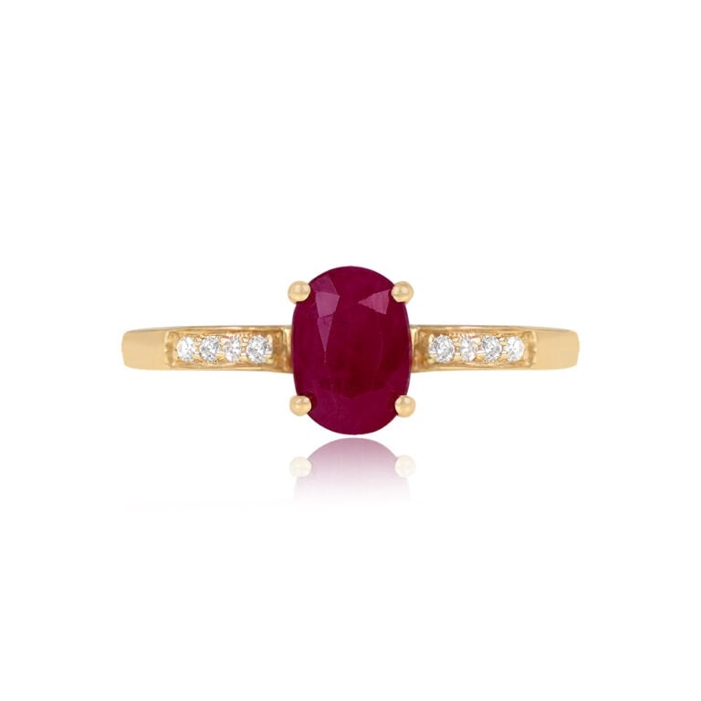 1.00ct Oval Cut Ruby and Gold Ring. Inari Ring