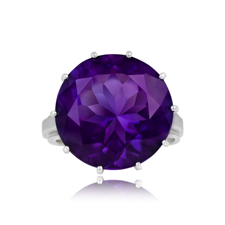 Antique 16.34ct Amethyst Arvola Ring. Art Deco Era, Circa 1920