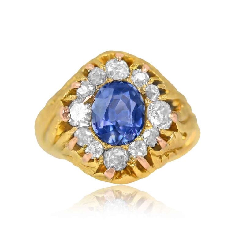Antique Victorian 3.00ct Sapphire Ring. Avelbury Ring, Circa 1880