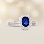1.10 carat center Sapphire and Diamond Halo Castella Ring 15056