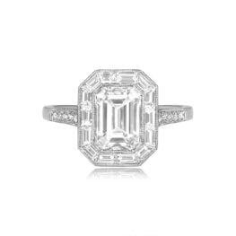 1.80 Carat Emerald Cut Diamond Ring Cremona Ring Top View 15155