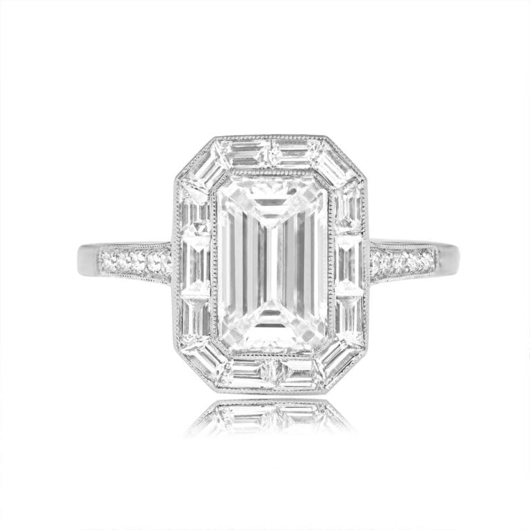 GIA-Certified 2.01ct Emerald Cut Diamond Middleton Ring