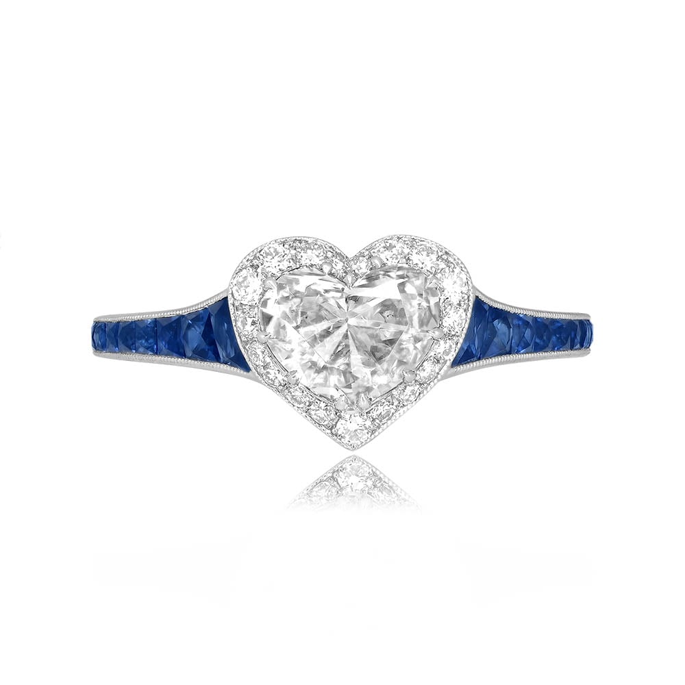 Stacked from 19 images. Method=C (S=1) 0.91 carat heart-shaped diamond and sapphire engagement ring