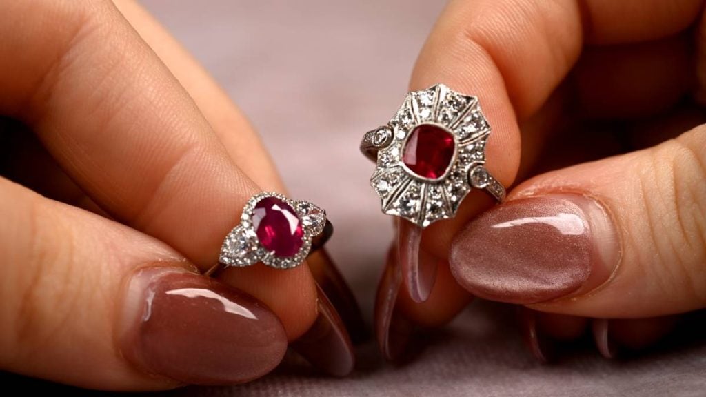 Burma Ruby Ring and Mozambique Ruby and diamond Ring