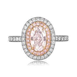 1.03ct oval cut Light Pink Diamond Ring Haledon Ring ID104 TV