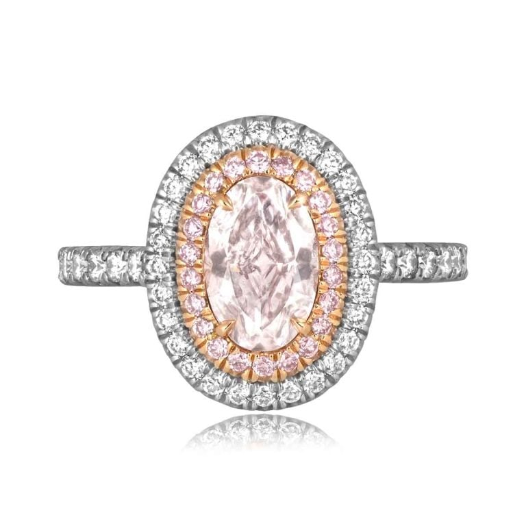 GIA 1.03ct Light Pink Diamond Halo Haledon Ring