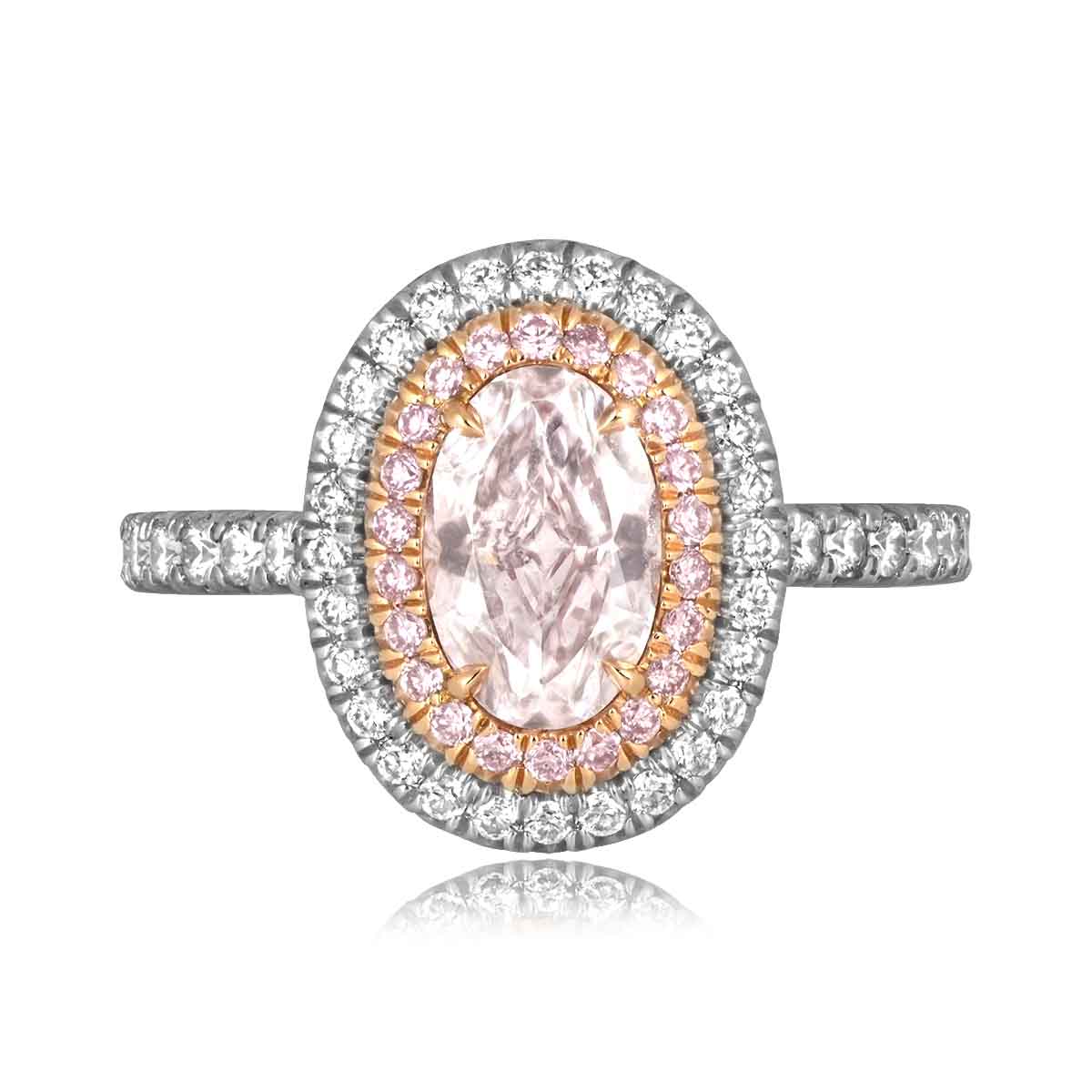 Stacked from 31 images. Method=C (S=1) 1.03ct oval cut Light Pink Diamond Ring Haledon Ring ID104 TV