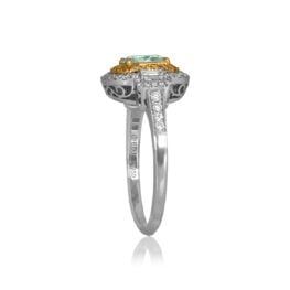 1.15ct GIA Fancy Yellowish Green Diamond Ring 11773