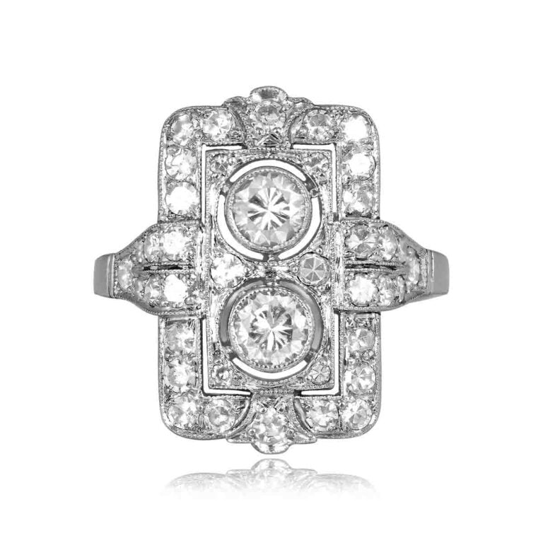 Elongated Diamond Engagement Lindow Ring