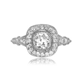 Platinum and Antique Cushion Cut Engagement Ring - Matera Ring 14605 TV