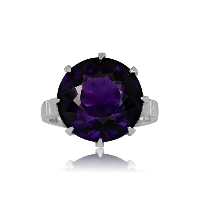 Antique 11.05ct Round Amethyst Platinum Ring. Olaton Ring