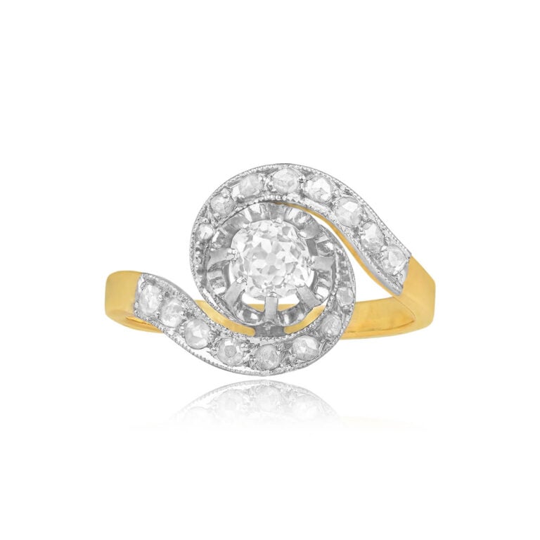 Antique Old European Cut Diamond 0.45ct Swirl Ring. Varela Ring. Circa 1900