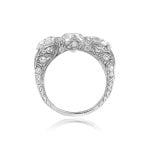 2.22ct Center Diamond Three Stone with engraving detail Platinum Cresson Ring 15245