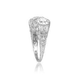 Art Deco 2.22 carat Center Diamond Three Stone Platinum Cresson Ring, Circa 1920 15245