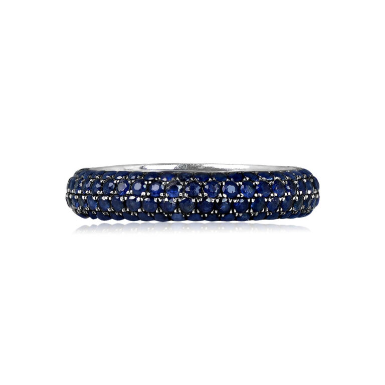14k White Gold Sapphire Band. Valenti Band