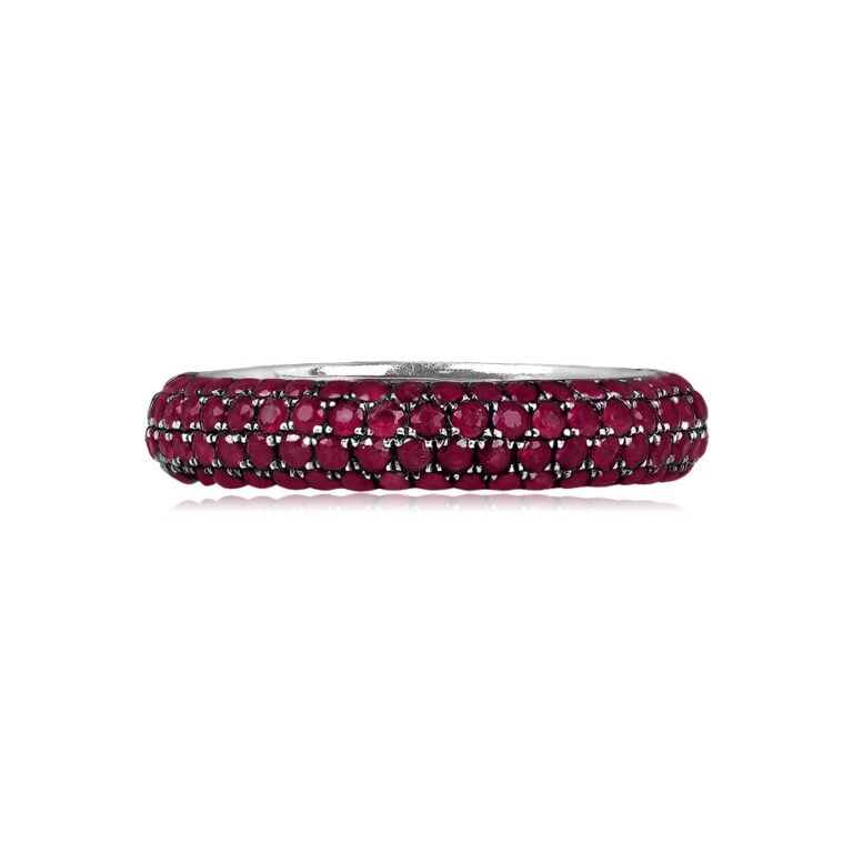 14k White Gold Ruby Band. Aulon Band