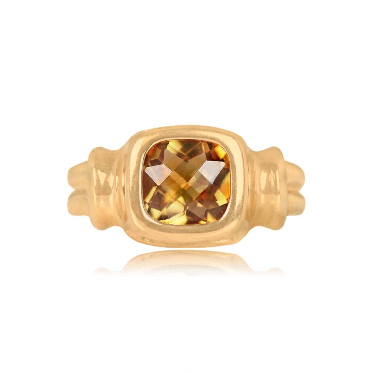 Vintage 2ct Cushion-Cut Citrine Matola Ring. Circa 1980