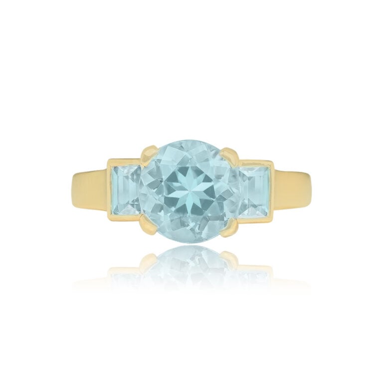 1.90ct Round-Cut Aquamarine Biria Ring