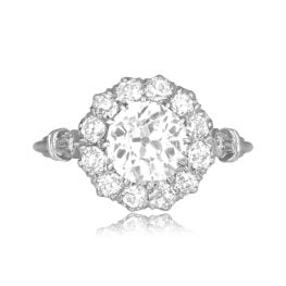 1.69 carat old European cut diamond platinum cluster Joslin Ring 15607 TV