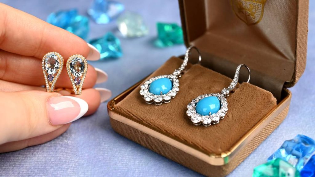 December Birthstone Jewelry Turquoise Topaz Earrings 