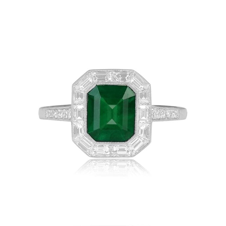 1.06ct Colombian No Oil Emerald Platinum Ring
