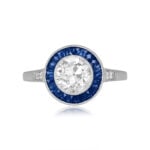 1.05ct Diamond and Sapphire Halo with diamonds on shoulders Vardo Ring 14431