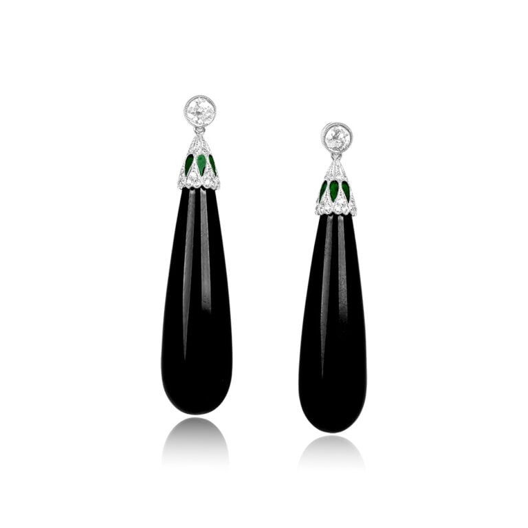 0.80ct Diamond and Onyx Kenada Earrings
