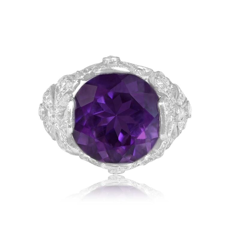 6.00ct Cushion-Cut Amethyst and Diamond Tolsta Ring